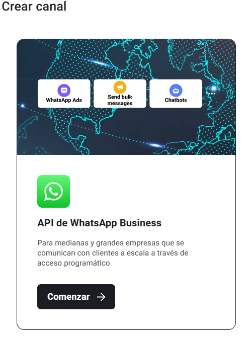 Pantalla Crear canal en YCloud